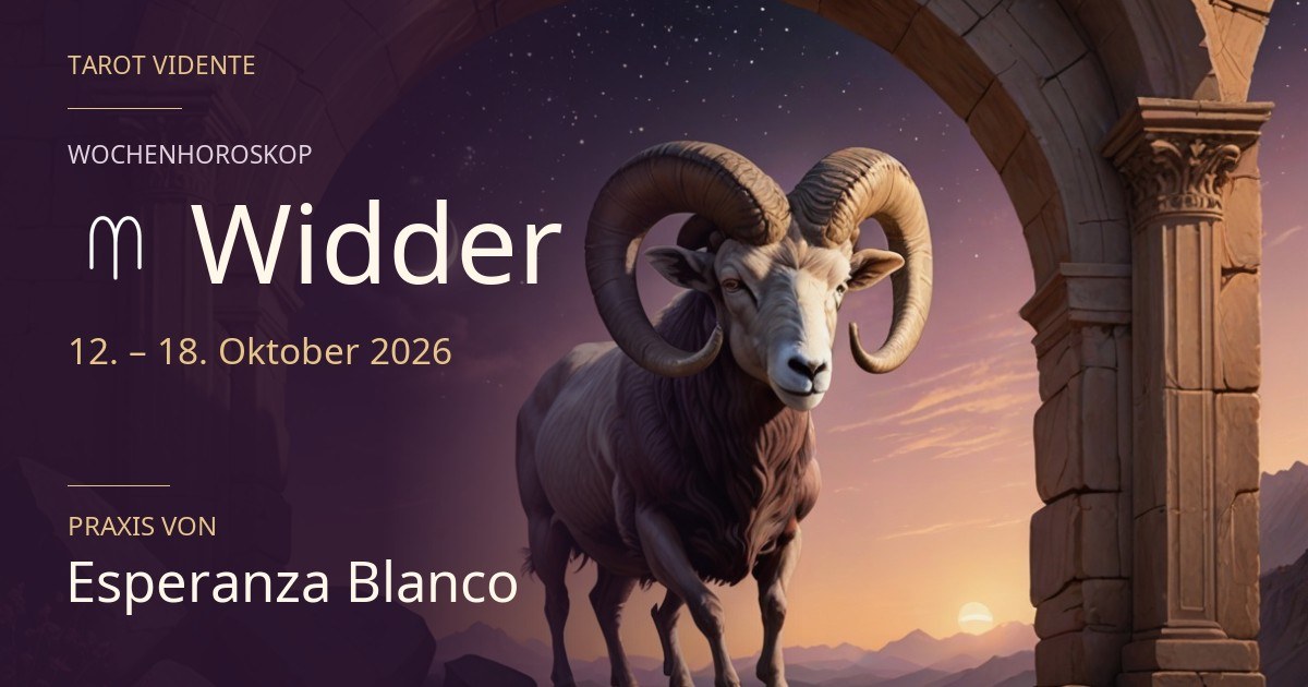 Horoskop für Widder · 12. – 18. Oktober 2026. Symbolische, mit KI erstellte Illustration.