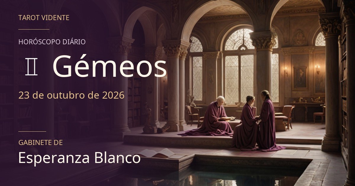 Horóscopo de Gémeos · 23 de outubro de 2026. Ilustração simbólica gerada por IA.