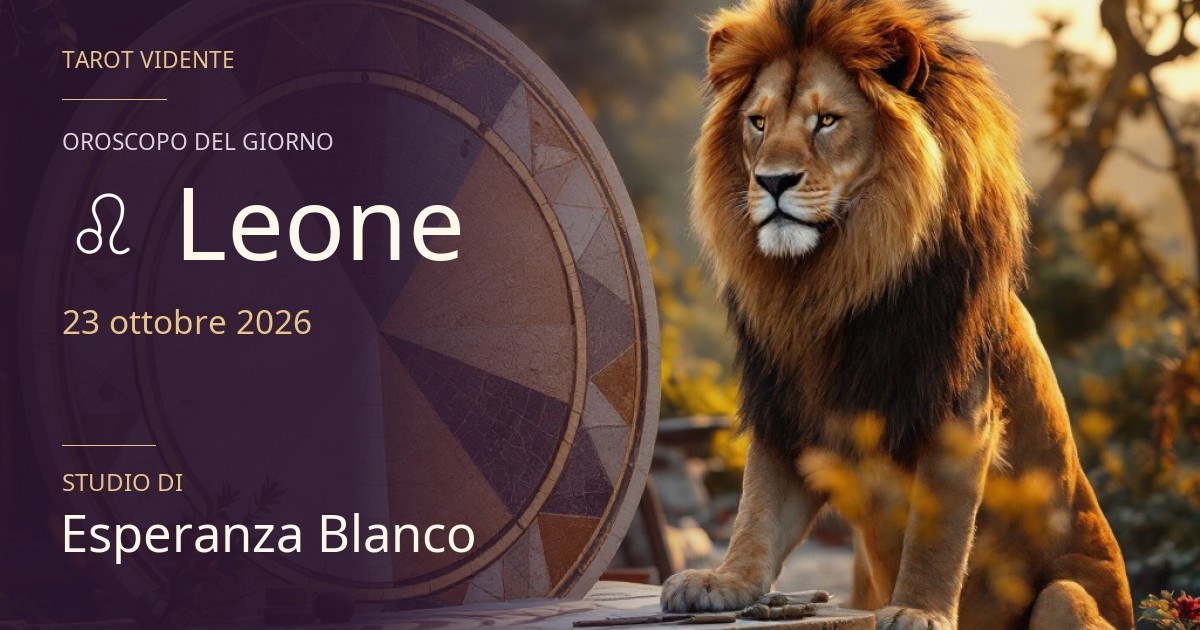 Oroscopo Leone · 23 ottobre 2026. Illustrazione simbolica generata con IA.