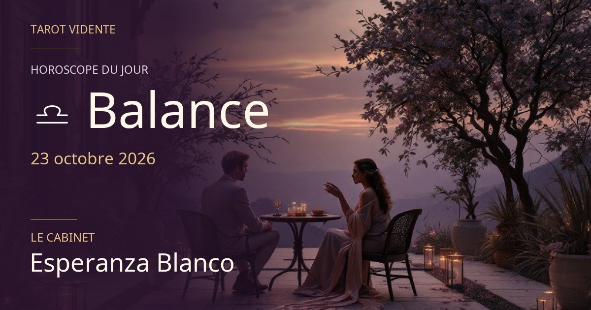 Horoscope du Balance · 23 octobre 2026. Illustration symbolique générée par IA.