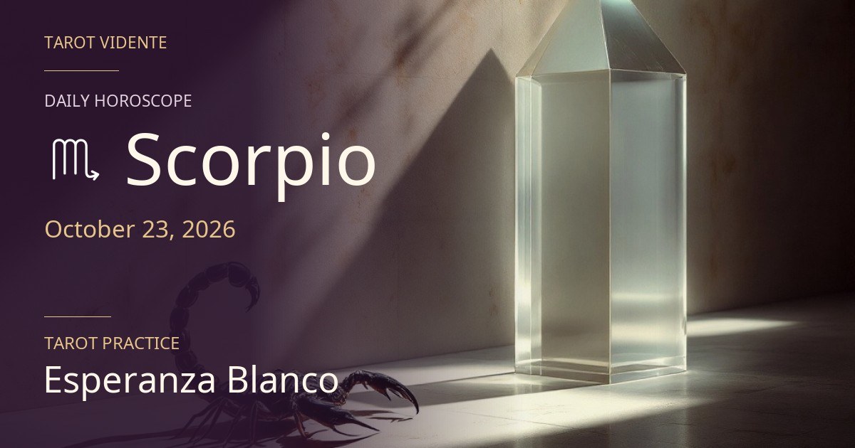 Scorpio horoscope · October 23, 2026. Symbolic AI-generated illustration.