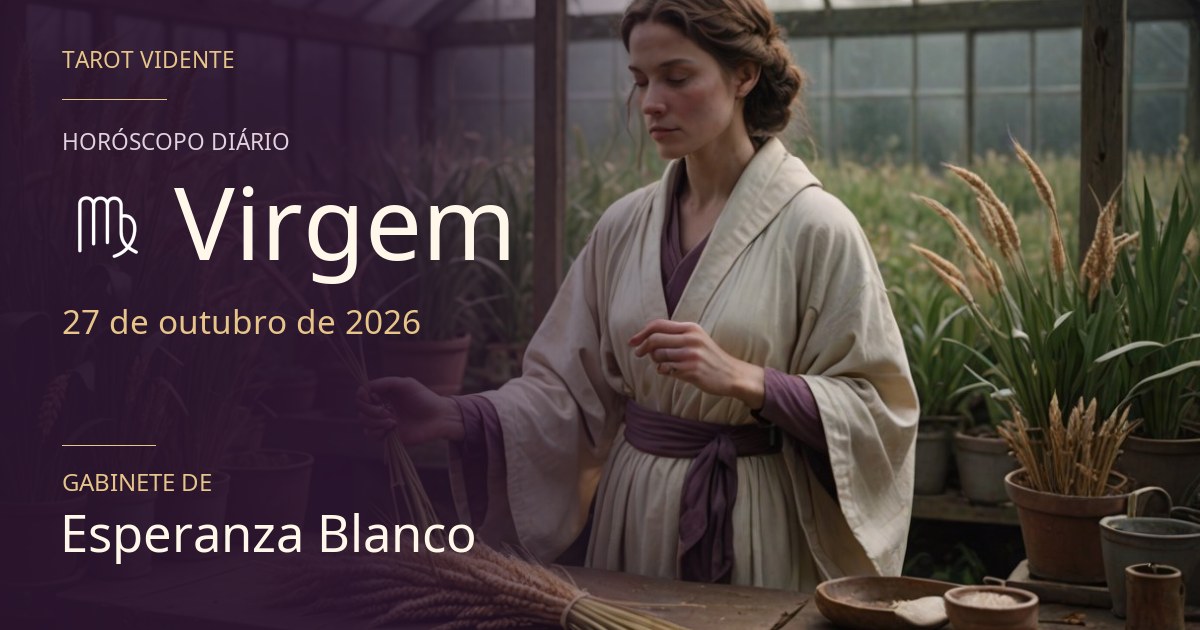 Horóscopo de Virgem · 27 de outubro de 2026. Ilustração simbólica gerada por IA.