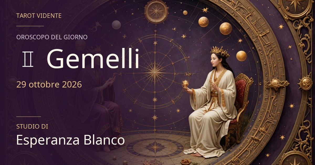 Oroscopo Gemelli · 29 ottobre 2026. Illustrazione simbolica generata con IA.