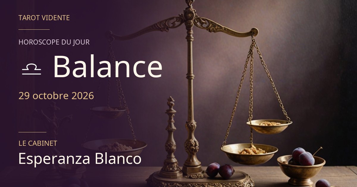 Horoscope du Balance · 29 octobre 2026. Illustration symbolique générée par IA.