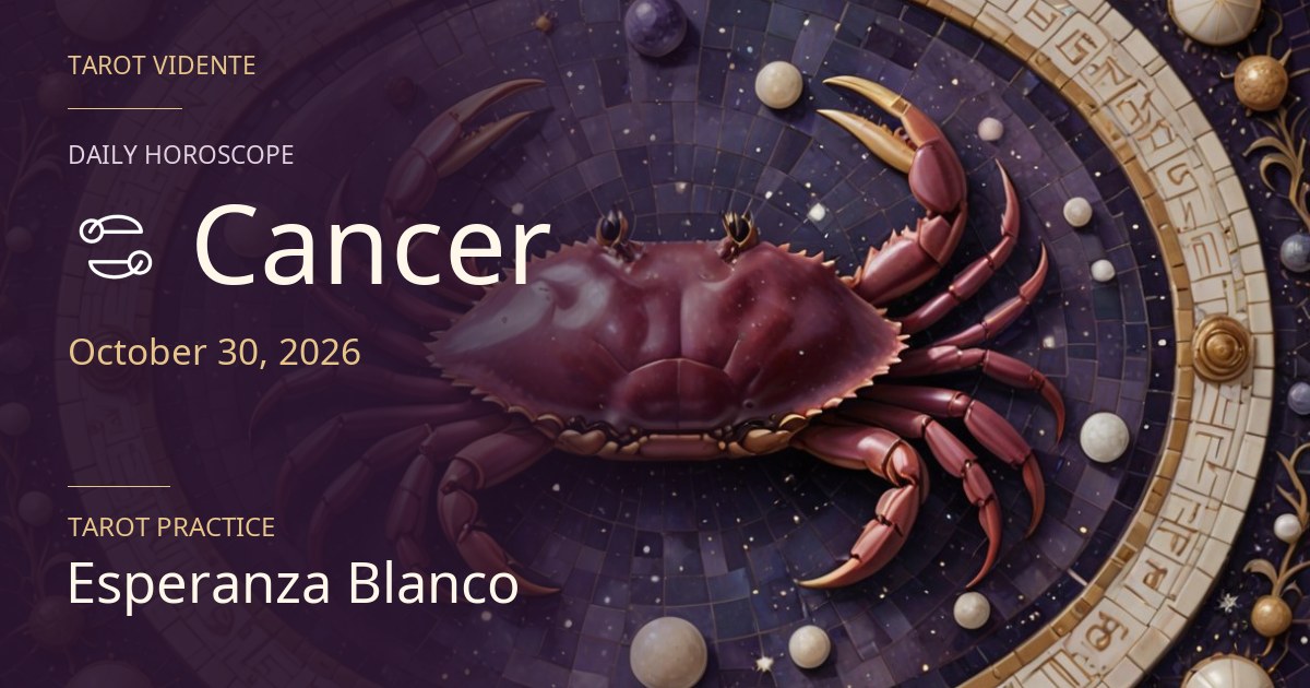 Cancer horoscope · October 30, 2026. Symbolic AI-generated illustration.