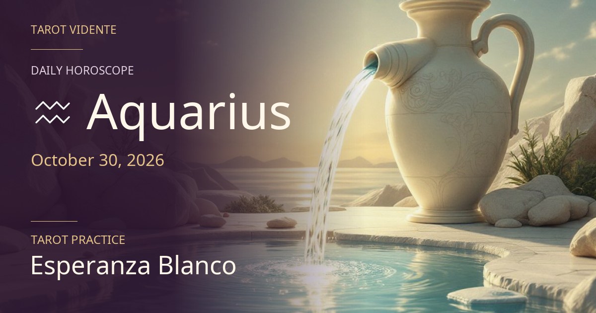 Aquarius horoscope · October 30, 2026. Symbolic AI-generated illustration.