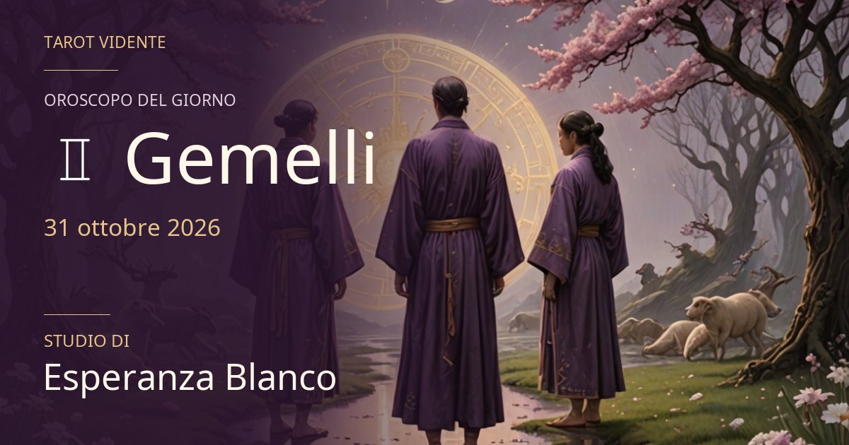 Oroscopo Gemelli · 31 ottobre 2026. Illustrazione simbolica generata con IA.