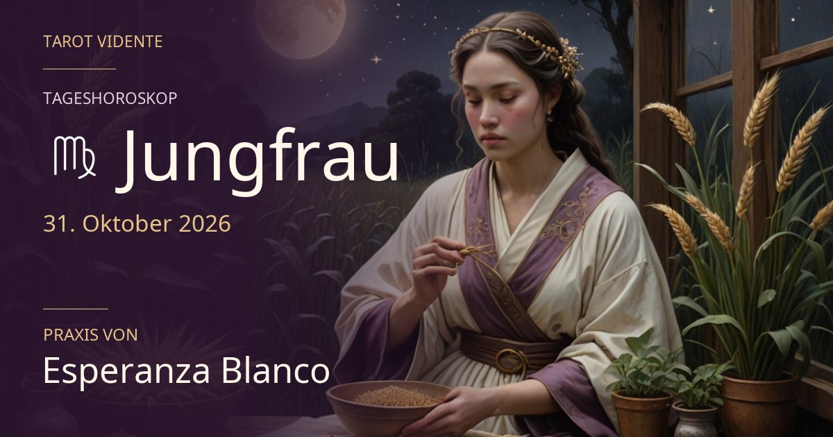 Horoskop für Jungfrau · 31. Oktober 2026. Symbolische, mit KI erstellte Illustration.