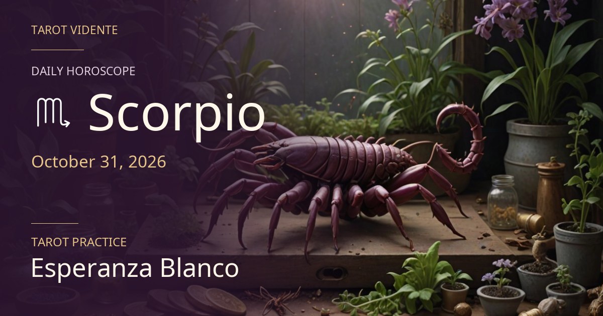 Scorpio horoscope · October 31, 2026. Symbolic AI-generated illustration.