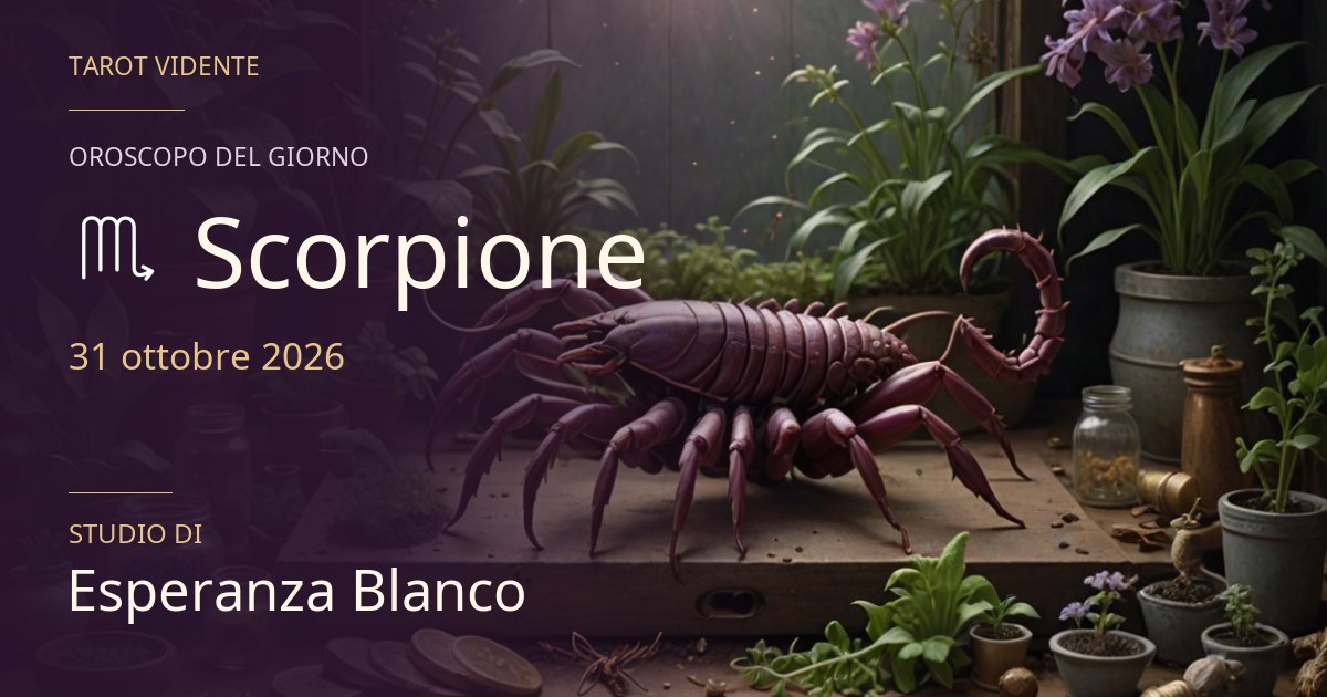 Oroscopo Scorpione · 31 ottobre 2026. Illustrazione simbolica generata con IA.