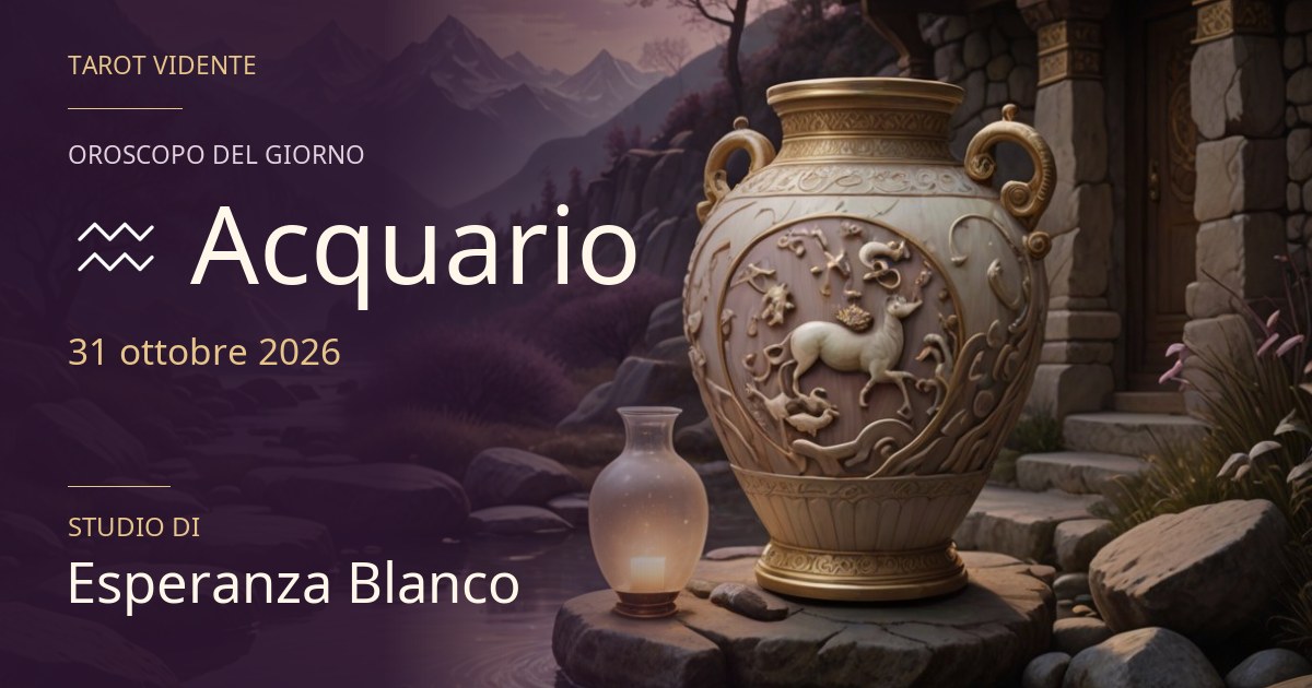 Oroscopo Acquario · 31 ottobre 2026. Illustrazione simbolica generata con IA.