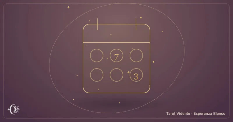 Mês e dia pessoais. Calendário ilustrado com números. Tarot Vidente · Esperanza Blanco.