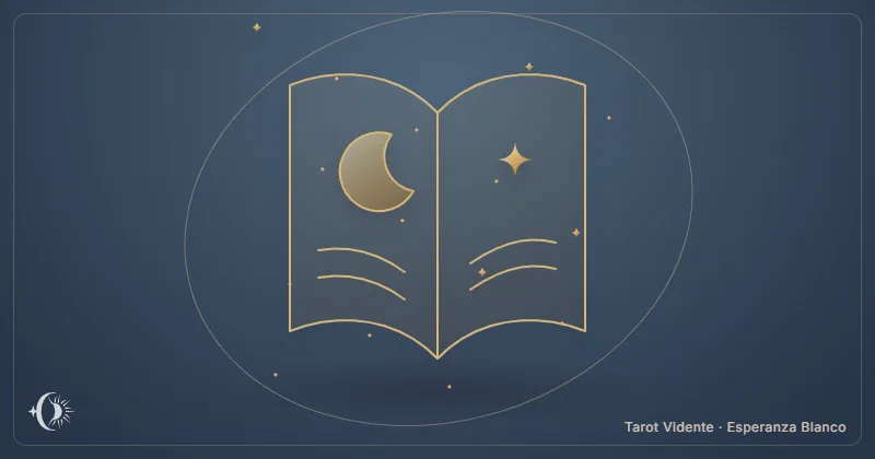 Diário de sonhos. Diário aberto com Lua e estrela. Tarot Vidente · Esperanza Blanco.