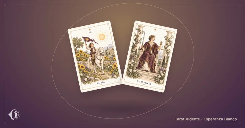 Tarô sim ou não. Composição com cartas ilustradas do gabinete. Tarot Vidente · Esperanza Blanco.
