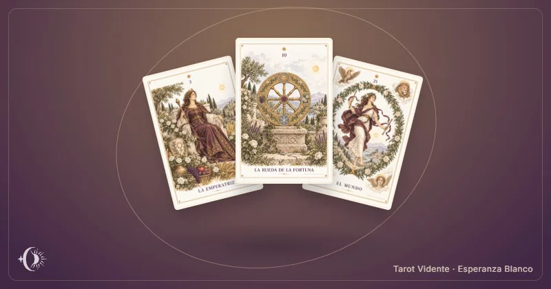 Tarot mensuel personnel. Composition de cartes illustrées du cabinet. Tarot Vidente · Esperanza Blanco.