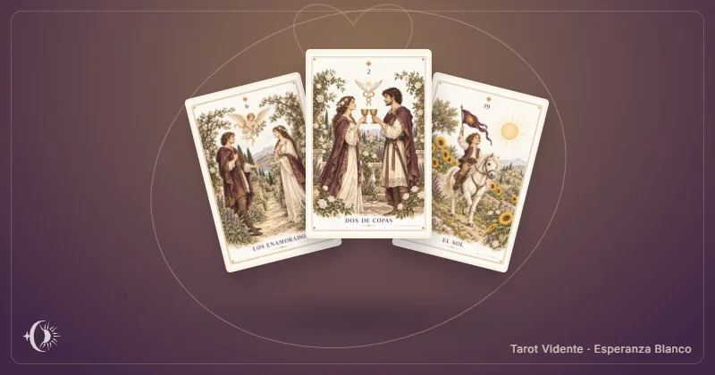 Tarô do amor. Composição com cartas ilustradas do gabinete. Tarot Vidente · Esperanza Blanco.