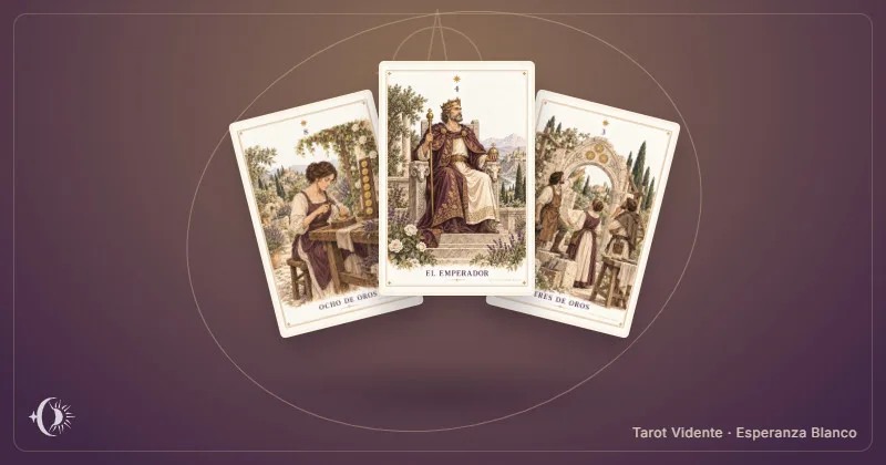 Tarot du travail. Composition de cartes illustrées du cabinet. Tarot Vidente · Esperanza Blanco.
