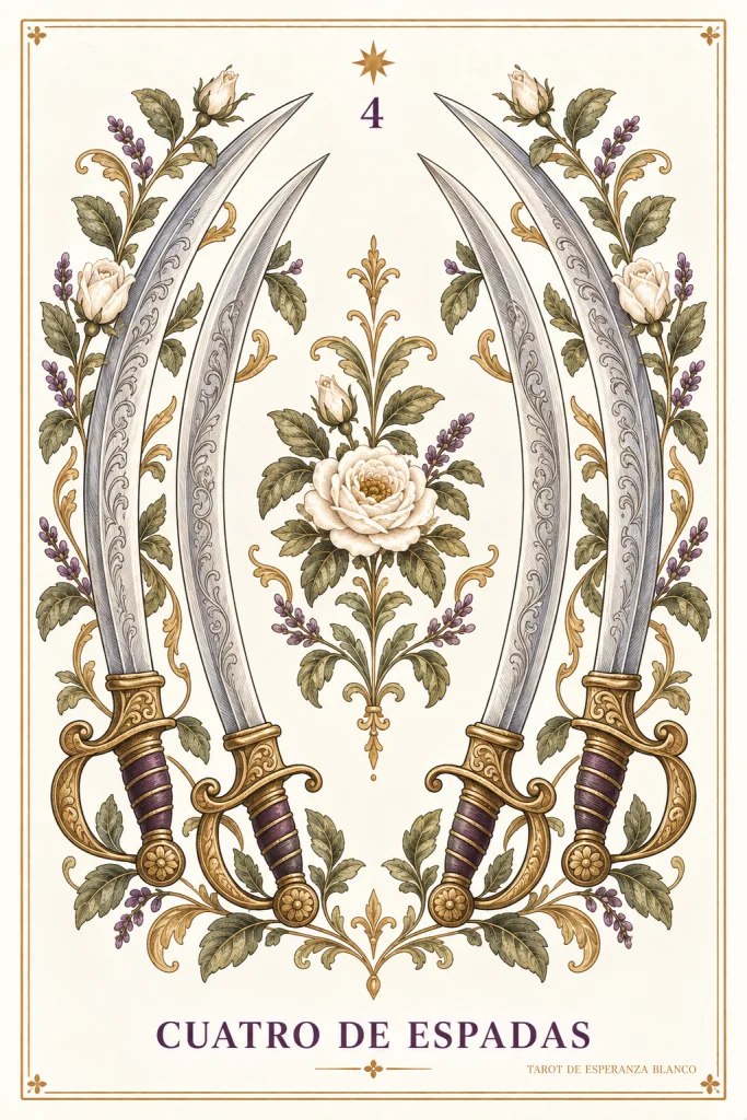 Quatro de Espadas · 4 espadas e motivos vegetais nas margens