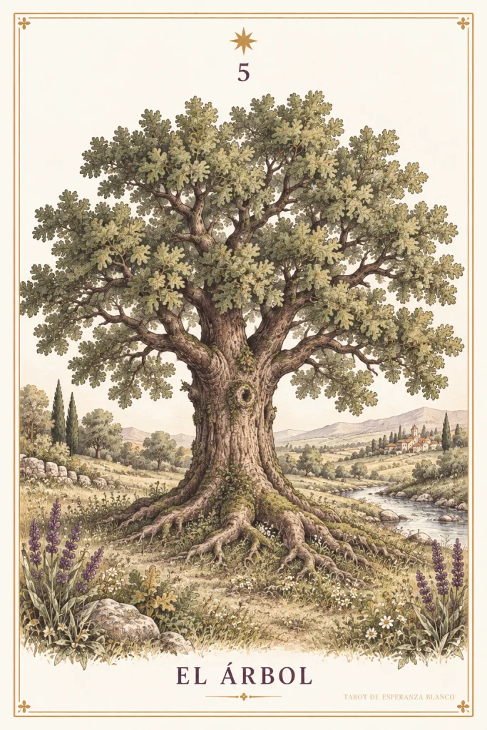 Der Baum · ein Baum mit breiter Krone und sichtbaren Wurzeln