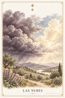 Las Nubes · nubes oscuras y claras sobre un paisaje