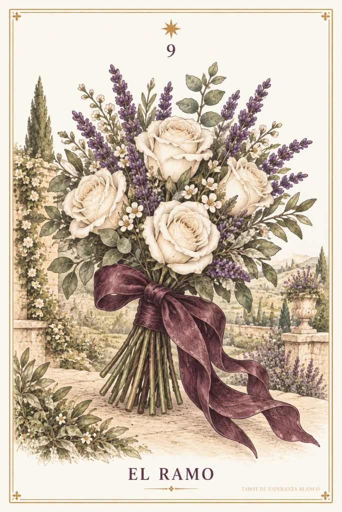 El Ramo · un ramo de flores claras atado con una cinta