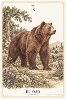 El Oso · un oso de pelaje marrón junto a plantas