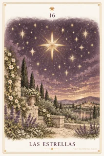 Las Estrellas · una estrella grande rodeada de otras en el cielo