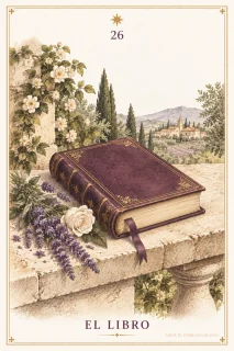 El Libro · un libro cerrado con cubierta ciruela