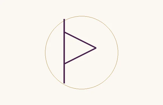Thurisaz · el signo ᚦ: un asta vertical con una figura angular cerrada a la derecha, dentro de un círculo fino