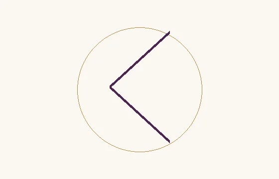 Kenaz · el signo ᚲ: dos segmentos que forman un ángulo abierto a la derecha, dentro de un círculo fino