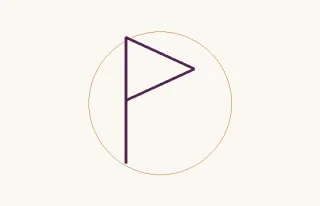 Wunjo · el signo ᚹ: un asta vertical con un pequeño ángulo cerrado en su parte alta, dentro de un círculo fino