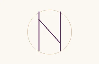 Hagalaz · el signo ᚺ: dos astas verticales enlazadas por una diagonal, dentro de un círculo fino