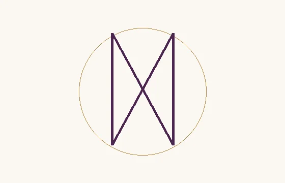 Dagaz · el signo ᛞ: dos astas enlazadas por diagonales cruzadas, dentro de un círculo fino
