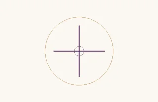 Paciencia · dos trazos perpendiculares que se cruzan en un círculo pequeño