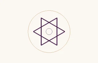 Gratitud · un diseño de 6 vértices y trazos cruzados, con un círculo pequeño en el centro