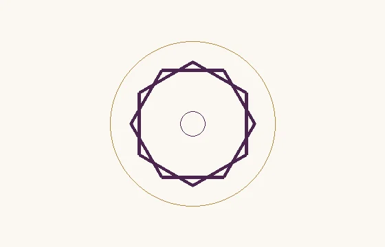 Boundaries · a design with 12 vertices and crossing strokes, with a small central circle