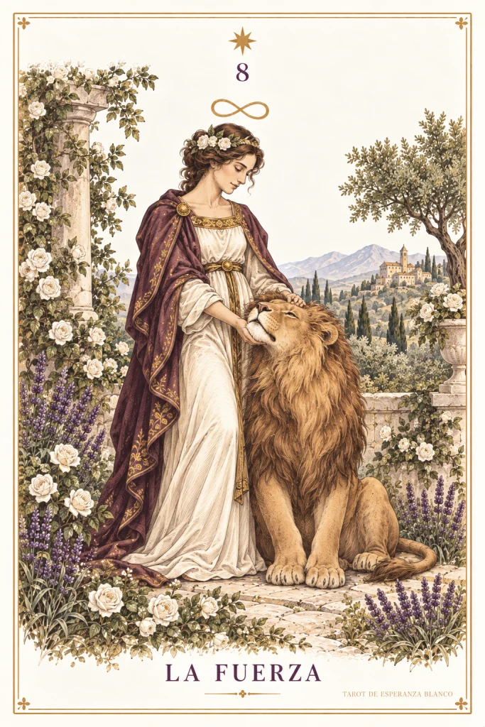 La Force · une personne près d’un lion, les mains proches de sa tête
