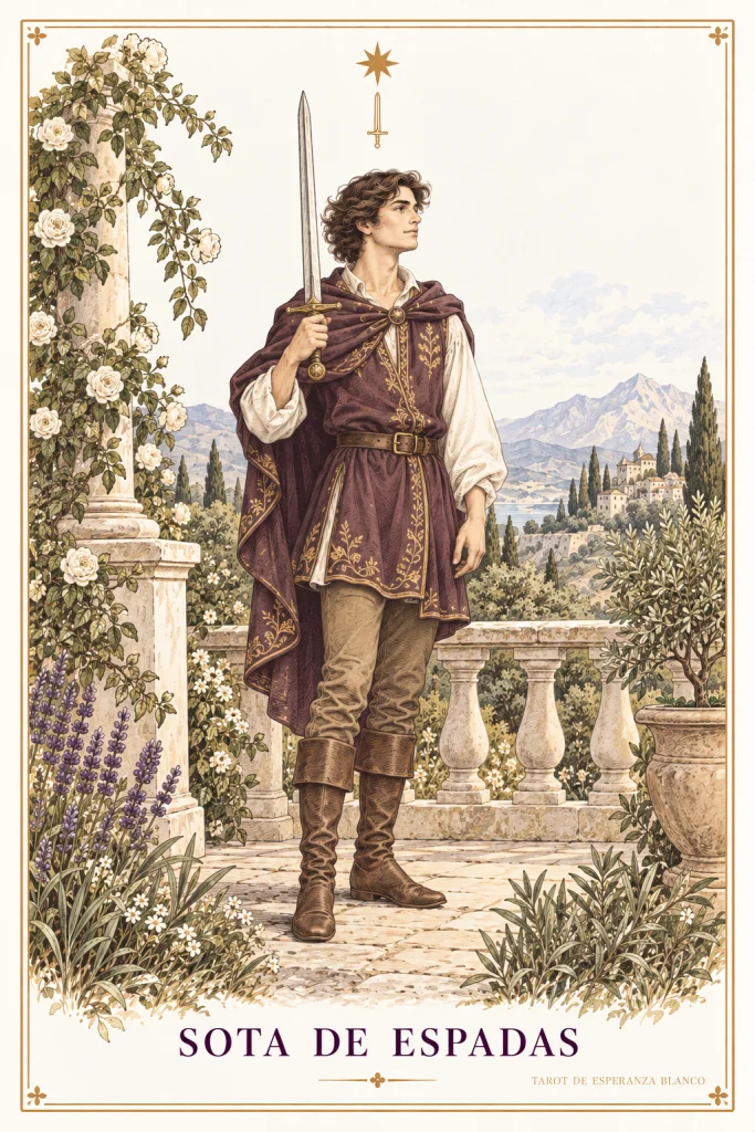 Page of Swords · a standing figure holding its suit emblem