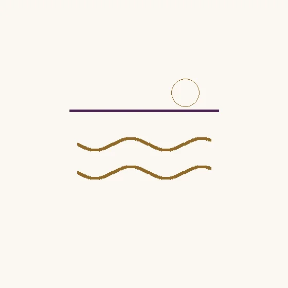 Mar · dos ondas, una línea de horizonte y un círculo