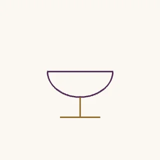 Copas · una copa de cuenco curvo y pie recto